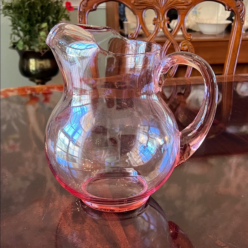 Vintage Macbeth Evans Pink Glass Pitcher 1930s Collectible